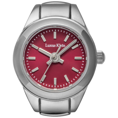 AK014SSRED Ring Watch AK Series 1-Year Warranty Silver Red Stylish Design Durable Build Water Resistant