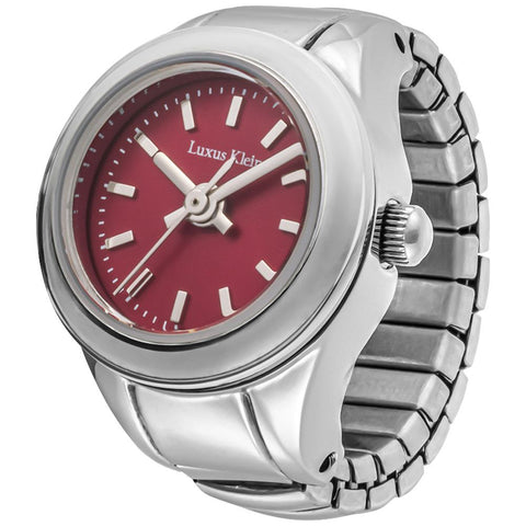 AK014SSRED Ring Watch AK Series 1-Year Warranty Silver Red Stylish Design Durable Build Water Resistant