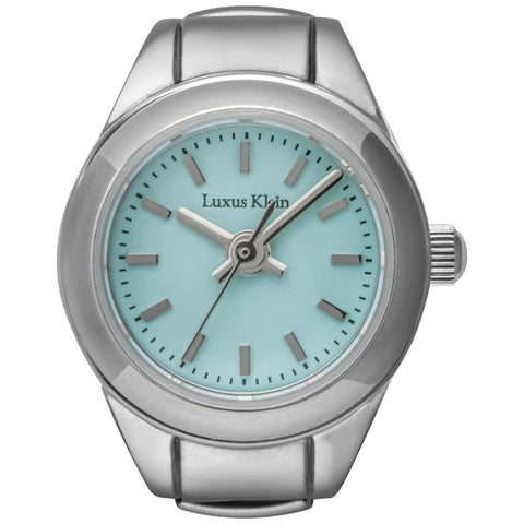Other Overseas Manufacturers AK015SSLBU Stylish Ring Watch Durable Silver Case Turquoise Accent 1-Year Warranty