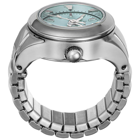 Other Overseas Manufacturers AK015SSLBU Stylish Ring Watch Durable Silver Case Turquoise Accent 1-Year Warranty