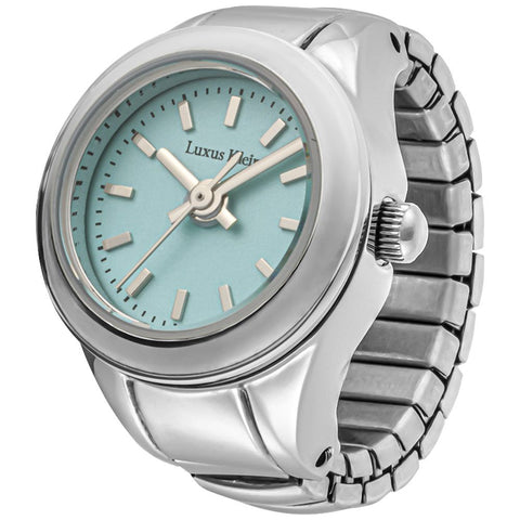 Other Overseas Manufacturers AK015SSLBU Stylish Ring Watch Durable Silver Case Turquoise Accent 1-Year Warranty