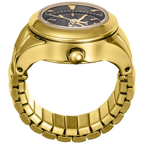 AK018YGBK Ring Watch AK Series Stylish Gold and Black Design 1-Year Warranty Water Resistant Elegant Timepiece