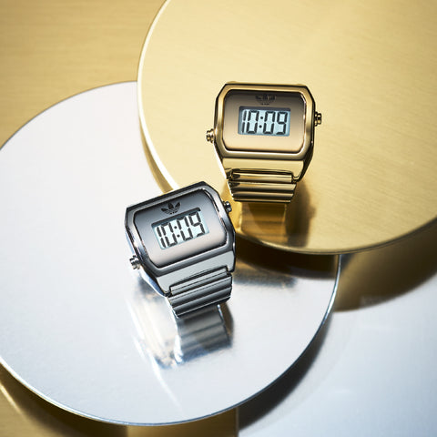 ADIDAS AOST26037 Digital Two Ring 1-Year Warranty Silver Stylish Design Water-Resistant Lightweight