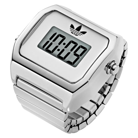 ADIDAS AOST26037 Digital Two Ring 1-Year Warranty Silver Stylish Design Water-Resistant Lightweight