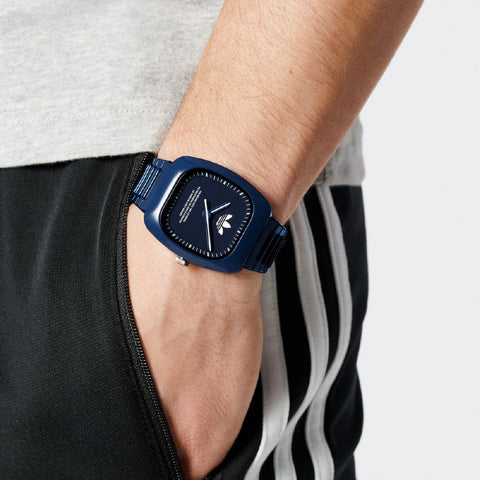 AOSY24029 Retro Wave Two 1-Year Warranty Stylish Blue Design Water-Resistant Quartz Movement Fashionable Retro Aesthetic