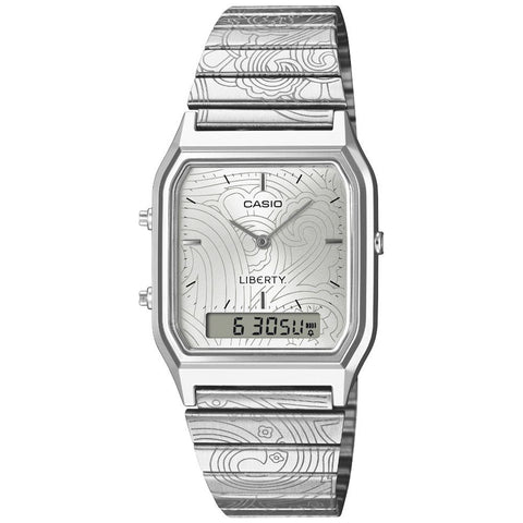 CASIO AQ-230ELT-7AJR Classic Silver Collaboration Model - Retro Style - Lightweight Design - Water Resistant