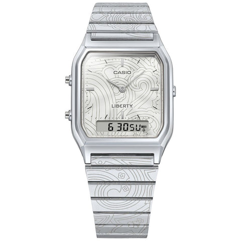 CASIO AQ-230ELT-7AJR Classic Silver Collaboration Model - Retro Style - Lightweight Design - Water Resistant
