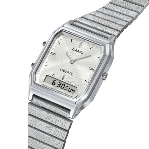 CASIO AQ-230ELT-7AJR Classic Silver Collaboration Model - Retro Style - Lightweight Design - Water Resistant