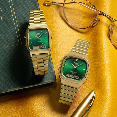 CASIO AQ-230GA-3AMQYJF Classic Digital-Analog Combination Model Green Stylish Design Water Resistant Lightweight