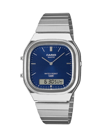 CASIO AQ-240E-2A2JF Classic Analog-Digital Combination Navy Water Resistant Stylish Design Durable Build