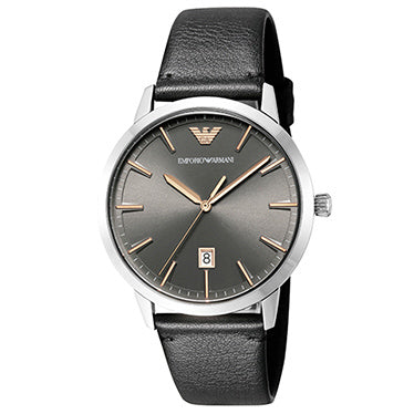 EMPORIO ARMANI AR80026 Watch - Stylish Stainless Steel Case Elegant Black Dial Water Resistant 50m Classic Design