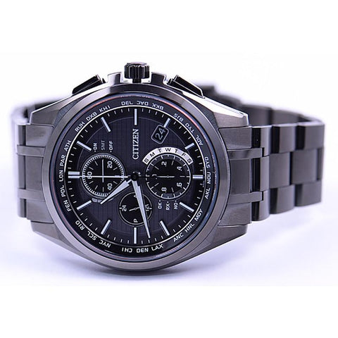 シチズン　アテッサAT8044-56E Citizen Men's ATTESA Black Titanium Series Eco-Drive Radio