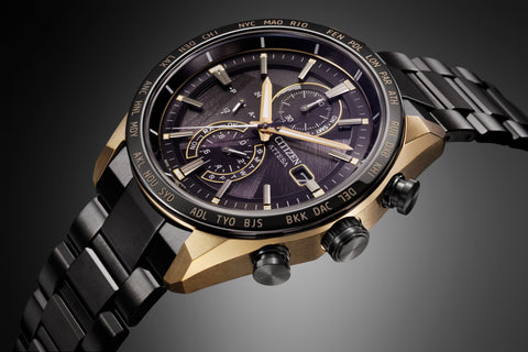 CITIZEN AT8384-58E Limited Edition Eco-Drive Solar Radio Controlled Black Titanium 50th Anniversary Watch
