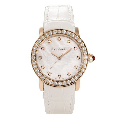 BVLGARI BBLP33WGDL12 Elegant White Pearl Dial 2-Year Warranty Swiss Made Luxury Watch