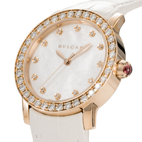 BVLGARI BBLP33WGDL12 Elegant White Pearl Dial 2-Year Warranty Swiss Made Luxury Watch
