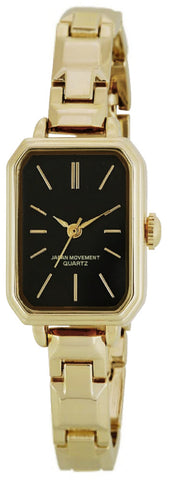 BL1161GBK Fashion Watch Square Design Gold Case Black Dial Water Resistant Stylish Unisex Timepiece