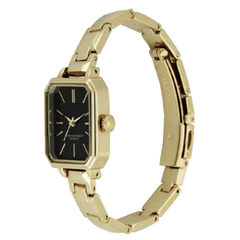 BL1161GBK Fashion Watch Square Design Gold Case Black Dial Water Resistant Stylish Unisex Timepiece