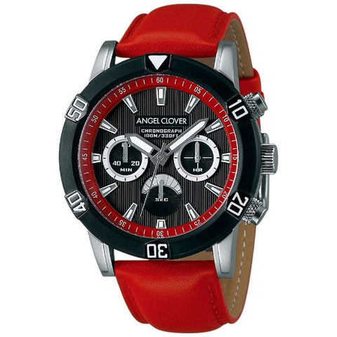 ANGEL CLOVER BR43BBK-RE Watch - Stylish Black-Red Design Water Resistant Elegant Timepiece 1-Year Warranty