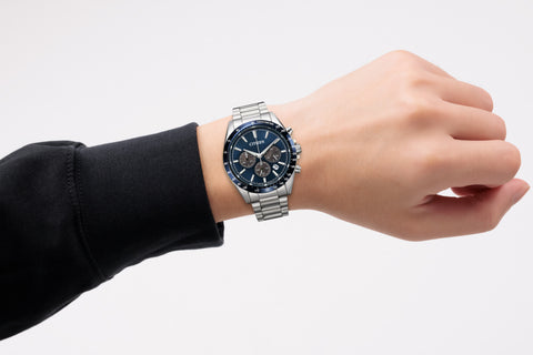 CITIZEN CA4766-51L Eco-Drive Solar Chronograph Stainless Steel Blue Dial Water Resistant