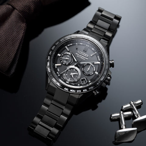 Citizen Men's ATTESA ACT Line Black Titanium Series Eco-Drive GPS Satellite Watch, Double Direct Flight CC4055-65E