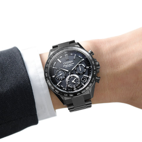 Citizen Men's ATTESA ACT Line Black Titanium Series Eco-Drive GPS Satellite Watch, Double Direct Flight CC4055-65E