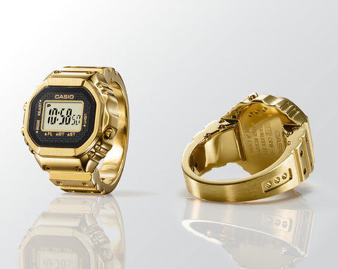 CASIO CRW-001G-9JR Elegant Gold Design Unique Ring Style Quartz Movement Water Resistant