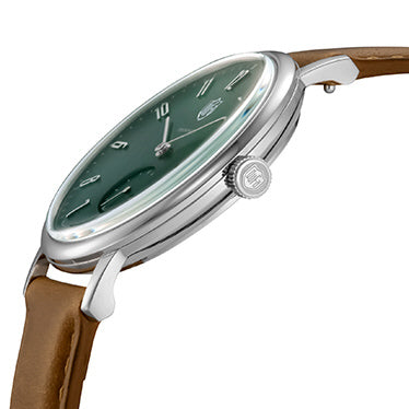 DUFA DF90010M Elegant Green Dial Stylish Brown Band Water Resistant Classic Design