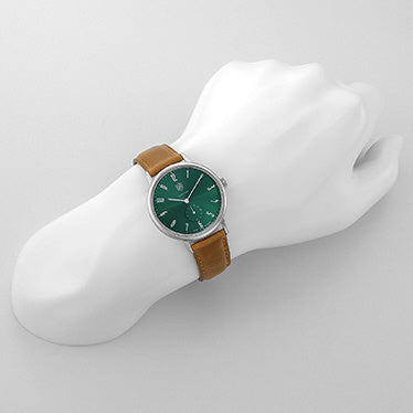DUFA DF90010M Elegant Green Dial Stylish Brown Band Water Resistant Classic Design