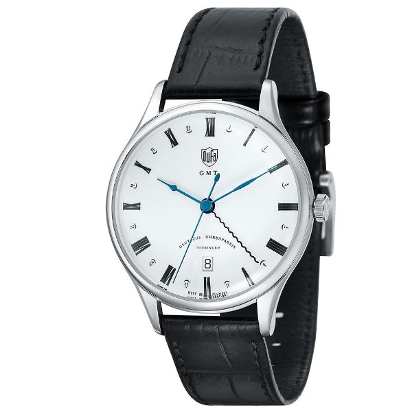 DUFA DF900602 Watch - Elegant Design Swiss Movement GMT Function Water Resistant Leather Strap