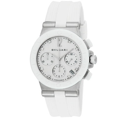 BVLGARI DG37WSCVDCH8 Diagono White Swiss Automatic Chronograph Stainless Steel Water Resistant
