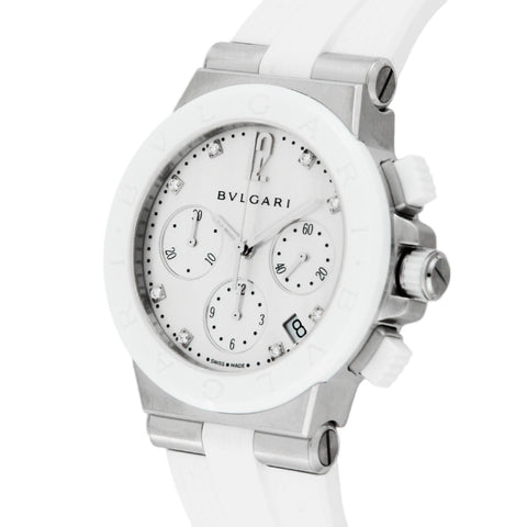 BVLGARI DG37WSCVDCH8 Diagono White Swiss Automatic Chronograph Stainless Steel Water Resistant