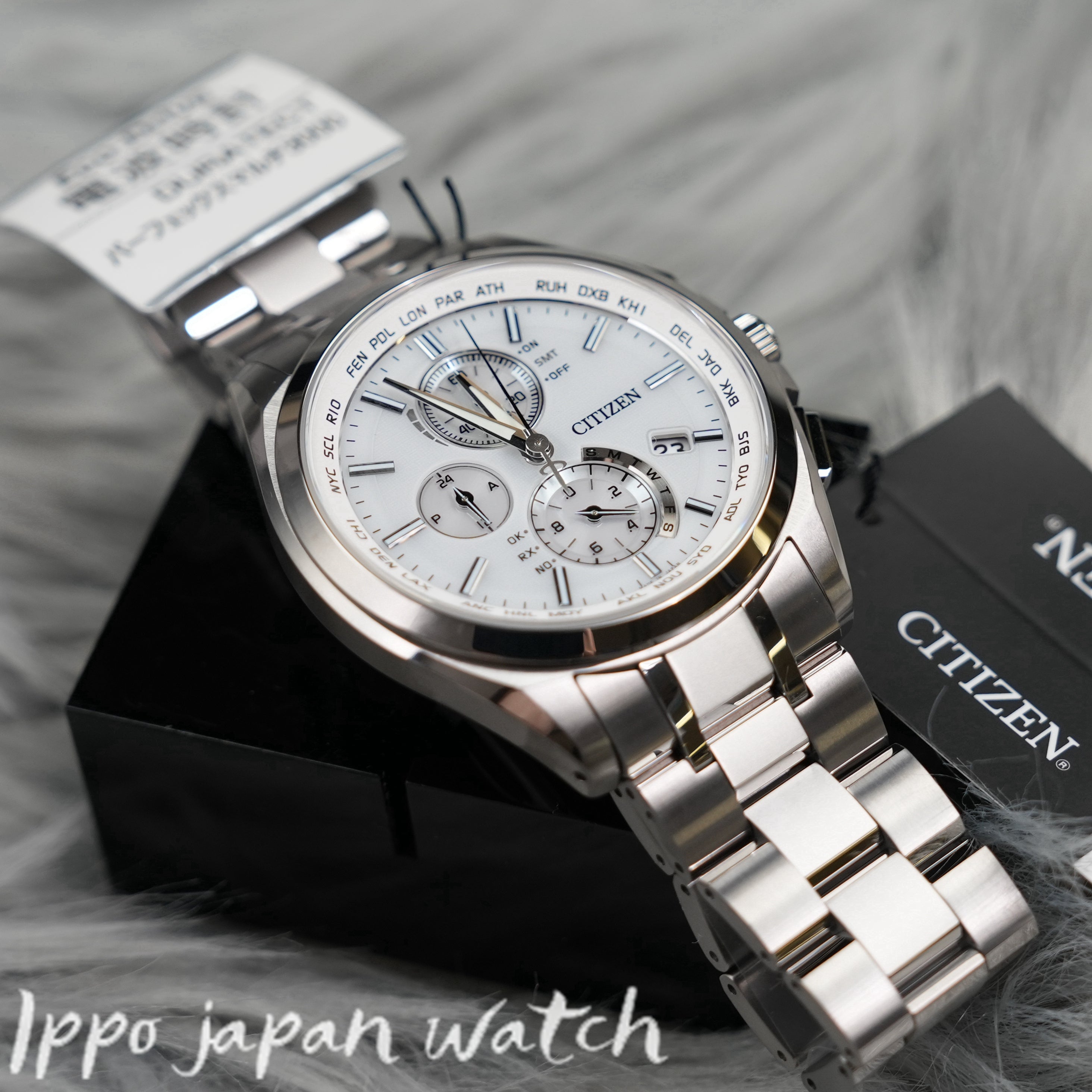 CITIZEN ATTESA Eco-Drive AT8040-57A Solar Titanium Chronograph White Dial Watch - IPPO JAPAN WATCH 
