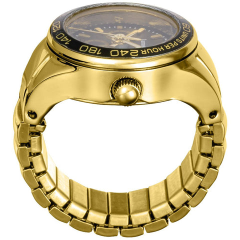 Other Overseas Manufacturers DT003YGBK Elegant Ring Watch Stylish Gold and Black Design 1-Year Warranty Water-Resistant