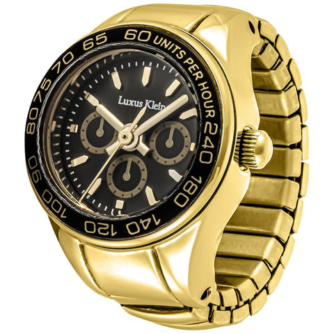Other Overseas Manufacturers DT003YGBK Elegant Ring Watch Stylish Gold and Black Design 1-Year Warranty Water-Resistant