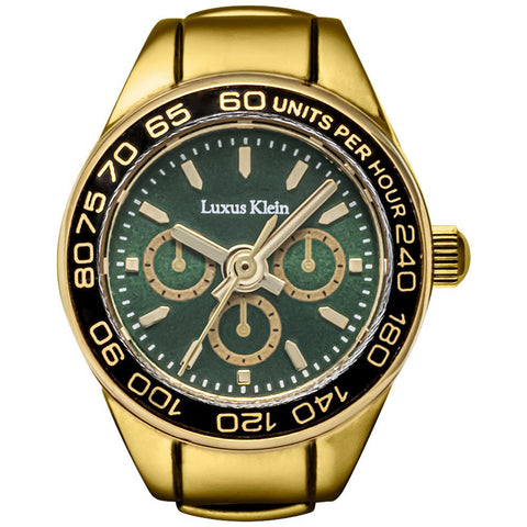 Other Overseas Manufacturers DT004YGGRN Stylish Ring Watch Gold Green 1-Year Warranty Unique Design Quartz Movement