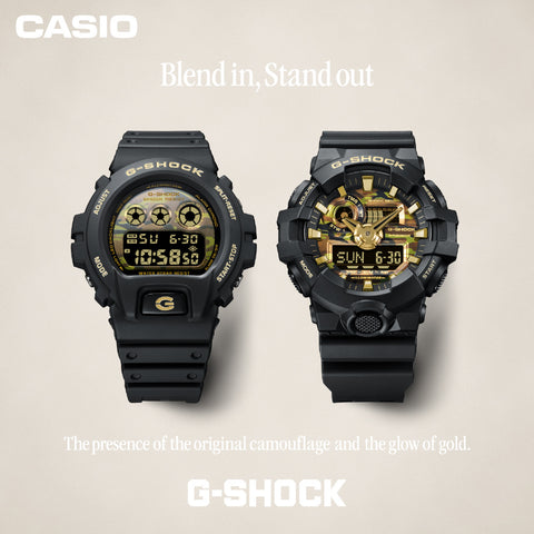 CASIO DW6900CF1JF G-SHOCK Camo and Gold Model Durable Shock Resistance Stylish Design Water Resistant