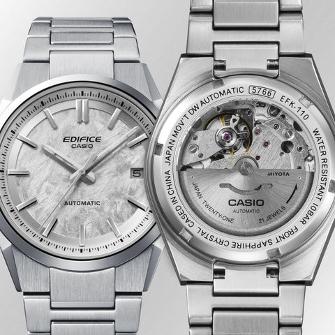CASIO EFK-110D-7AJF Automatic Hand-Winding White Dial Stainless Steel Case Water Resistant