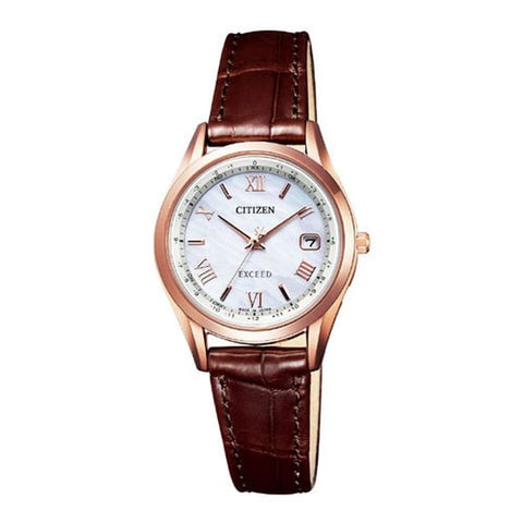 Citizen Ladies Exceed Eco-Drive Radio-Controlled Watch, Direct Flight Strap Pair Model with Leather Band ES9372-08W