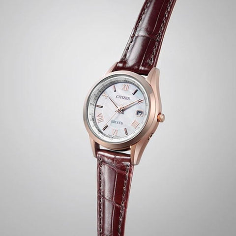 Citizen Ladies Exceed Eco-Drive Radio-Controlled Watch, Direct Flight Strap Pair Model with Leather Band ES9372-08W