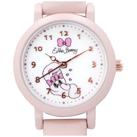 ESB002-1 1 Estabunny Leather Watch Pink Stylish Design Comfortable Fit Water Resistant Elegant Gift