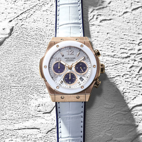EVS45PWH-WH Exventure Solar Ceramic Watch 1 Year Warranty White Eco-Friendly Solar Powered Elegant Design