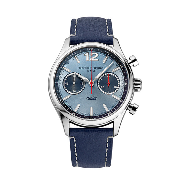Frederique Constant FC-397HLBN5B6 Watch - Elegant Swiss Automatic Watch with Blue Dial Leather Strap and Date Function
