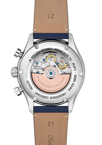Frederique Constant FC-397HLBN5B6 Watch - Elegant Swiss Automatic Watch with Blue Dial Leather Strap and Date Function (Image