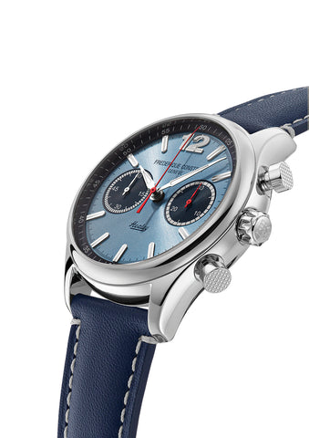 Frederique Constant FC-397HLBN5B6 Watch - Elegant Swiss Automatic Watch with Blue Dial Leather Strap and Date Function (Image