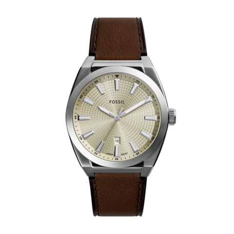 FS6071 FOSSIL EVERETT Stylish Leather Band Water Resistant Quartz Movement Date Display