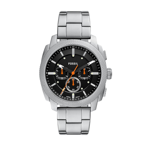 FS6095 FOSSIL MACHINE Stylish Chronograph Stainless Steel Water Resistant 44mm Black Dial