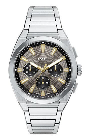 FOSSIL FS6128 Silver Stainless Steel Chronograph Watch Water Resistant Elegant Design