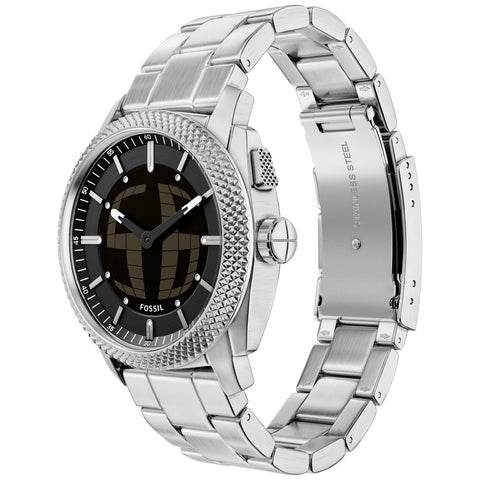 IPPO JAPAN WATCH FS6155 Watch - FOSSIL Machine Chronograph Stainless Steel Black Dial Water Resistant Leather Strap (Image 3)