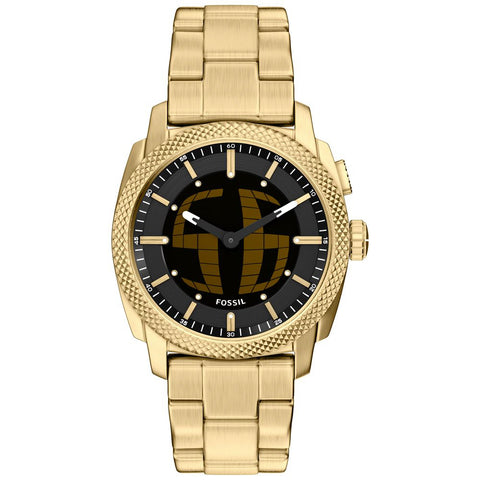 FS6157 FOSSIL Machine Stainless Steel Chronograph Water Resistant Black Dial Leather Strap