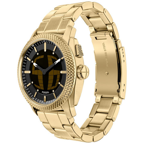 FS6157 FOSSIL Machine Stainless Steel Chronograph Water Resistant Black Dial Leather Strap